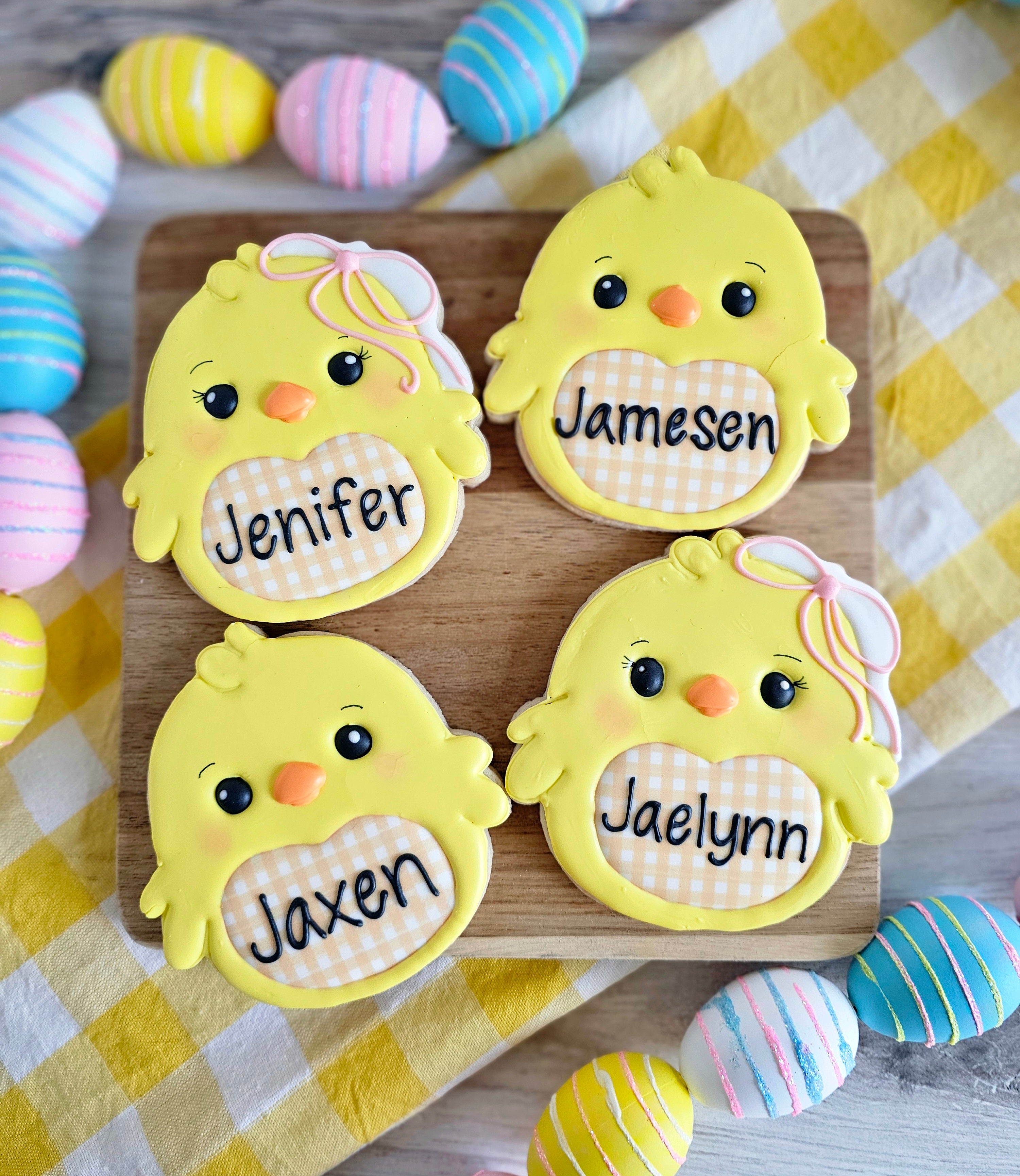 personalized chick cookies