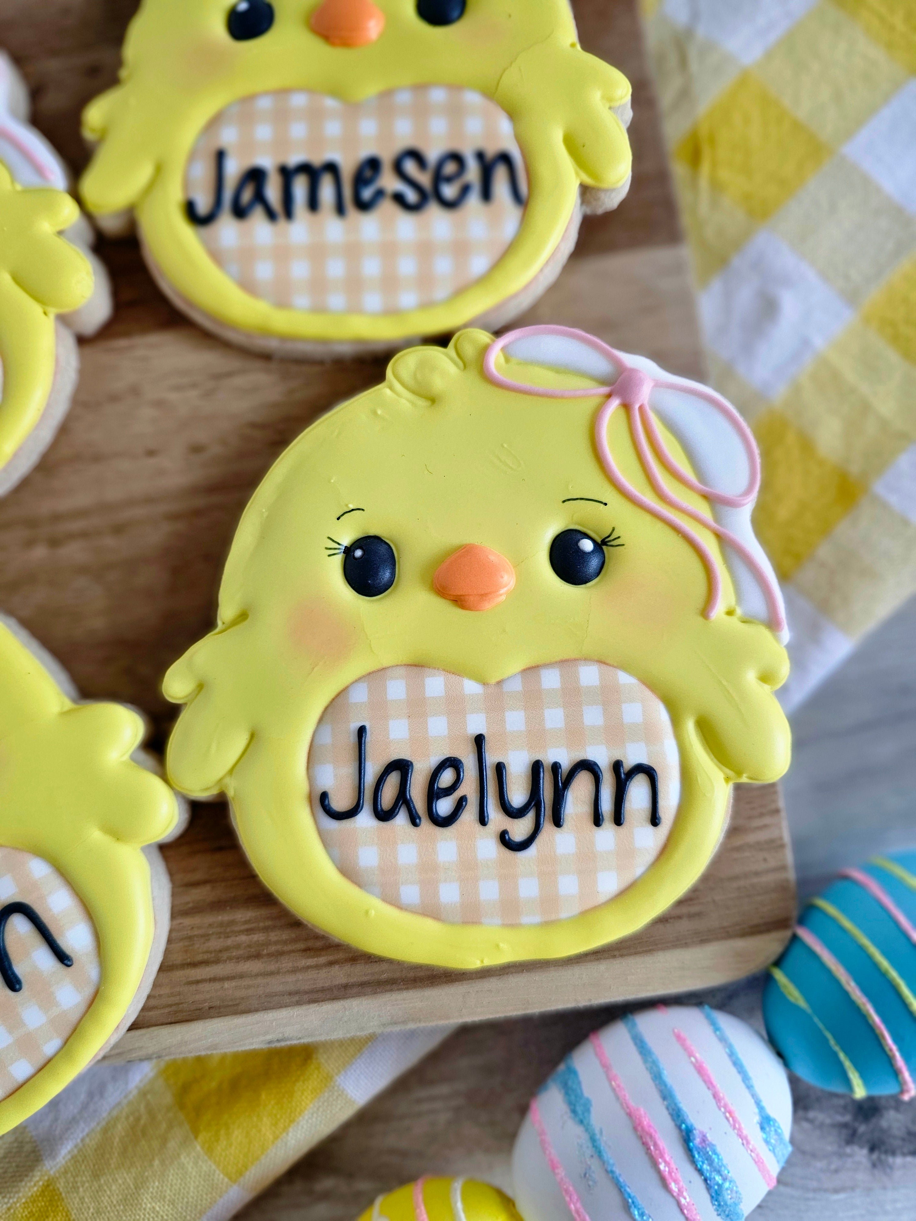 personalized chick cookies