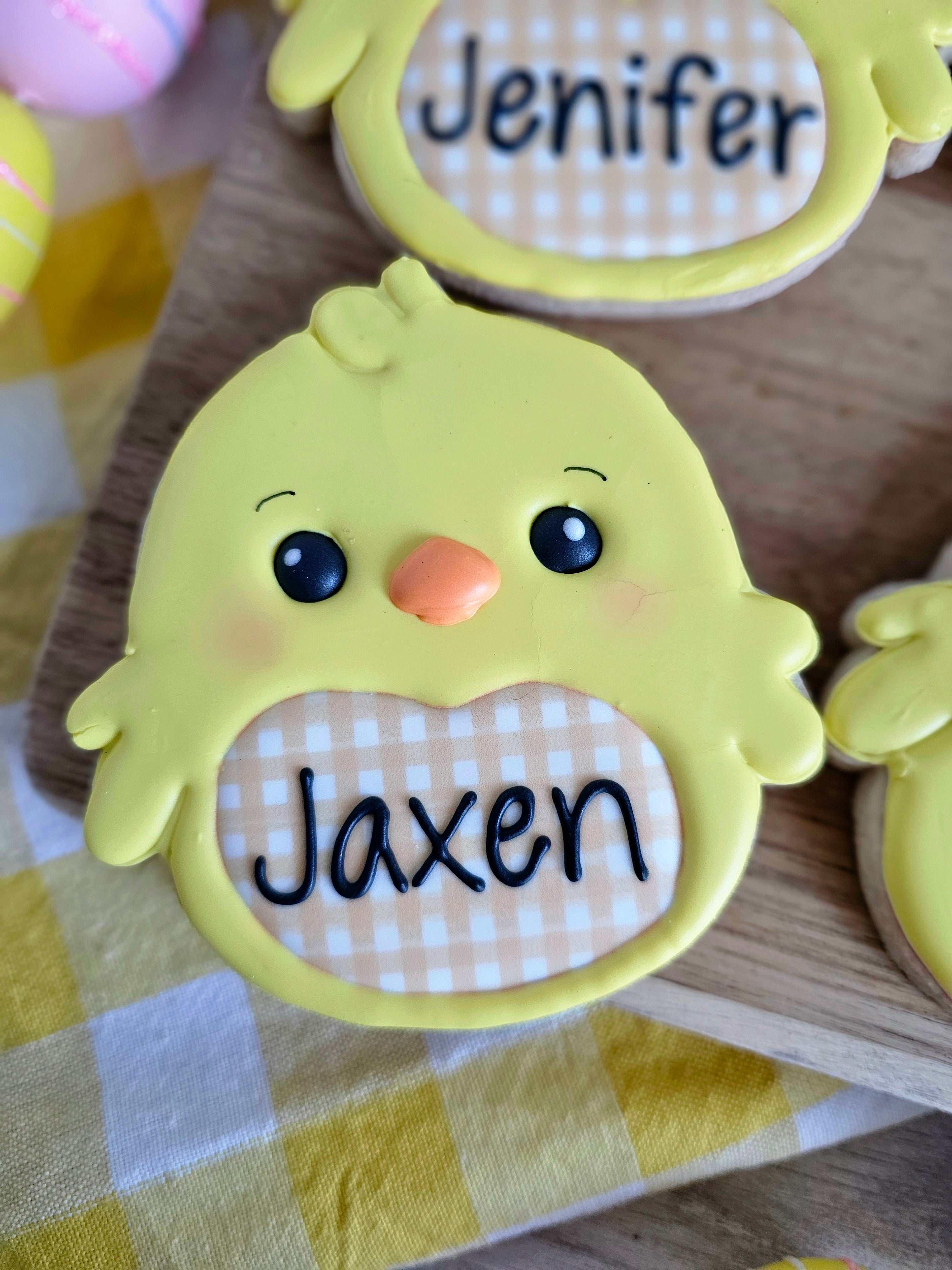 personalized chick cookies